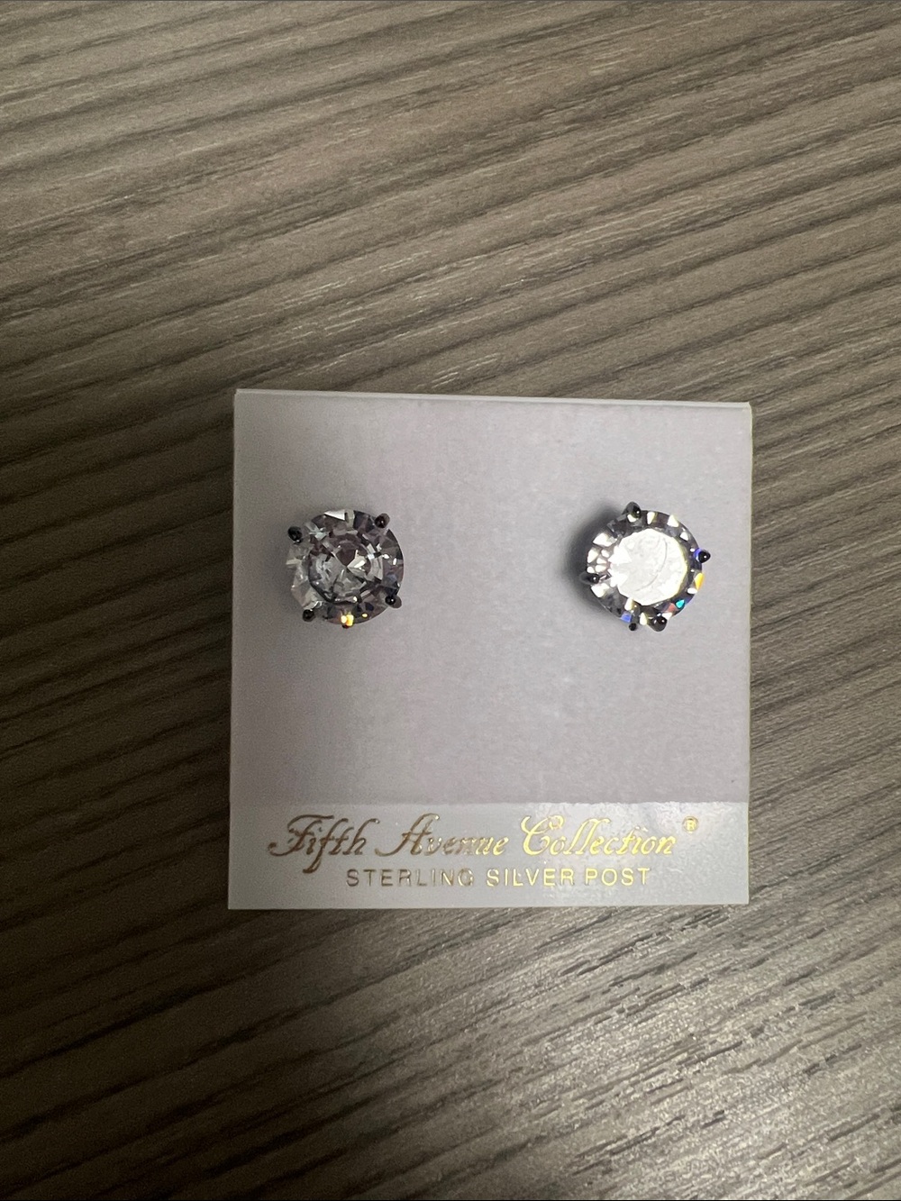 Fifth Avenue Collection hematite stud with Clear CZ Earrings